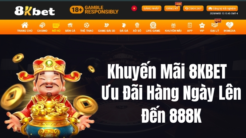 Khuyến Mãi 8KBET – Ưu Đãi Hàng Ngày Lên Đến 888K Cho Thành Viên